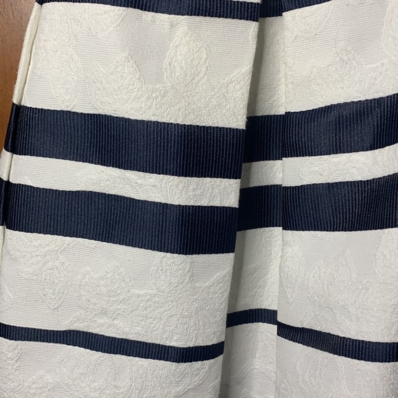 Fit & Flare Dress Navy Blue Sparkle Sleeveless Striped Party Cocktail - Picture 4 of 7